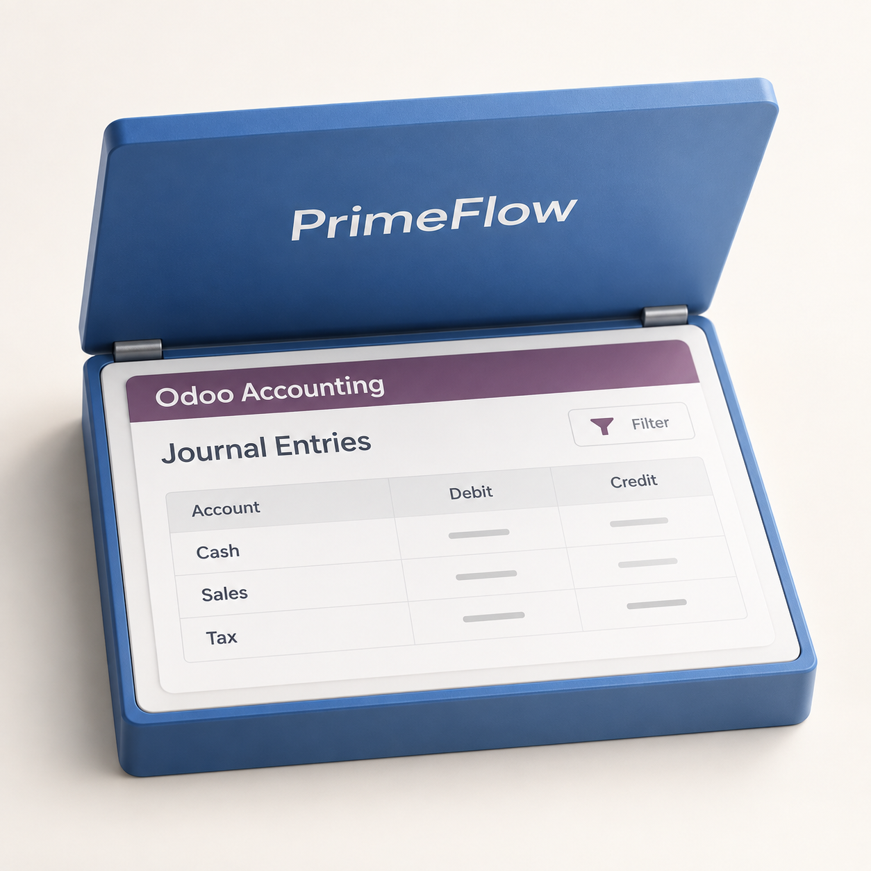 PrimeFlow accounting auditor view: Odoo journal entries and account review