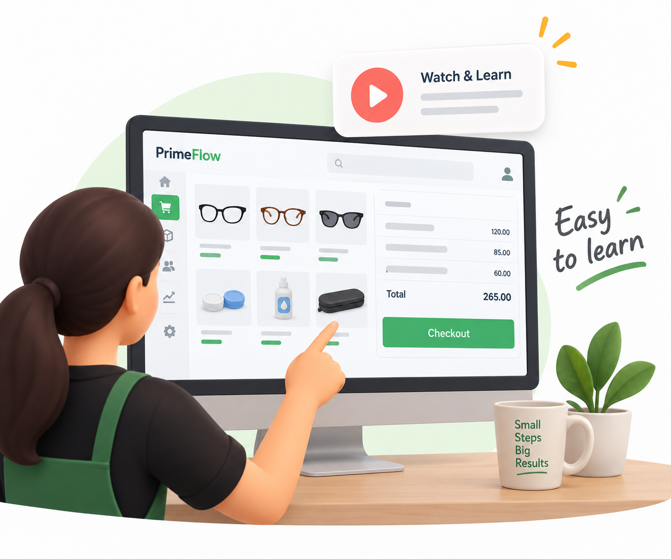 PrimeFlow: easy to learn with clear screens and training videos