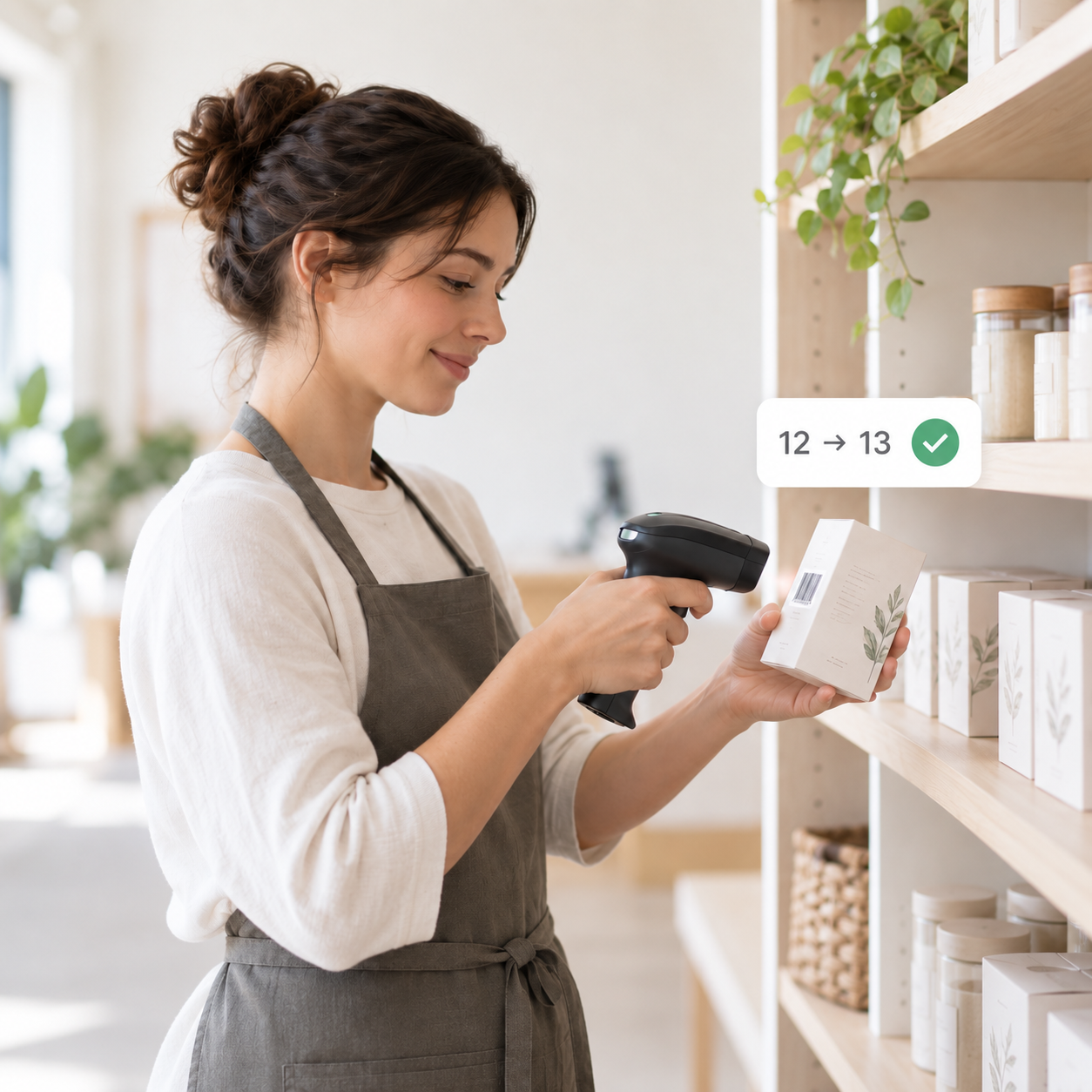 PrimeFlow stock counts and corrections using barcode scanning